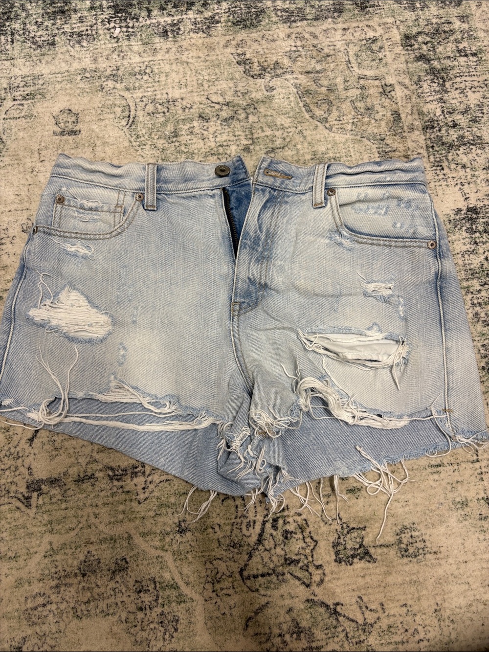 pistola Light Wash Distressed Denim Shorts